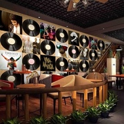 复古光盘唱片光碟壁纸休闲酒吧台墙纸ktv餐厅，工作室音乐人物壁画