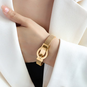 小众轻奢表带皮带扣磁铁，电镀18k真金女装搭配材质，饰品钛钢手链