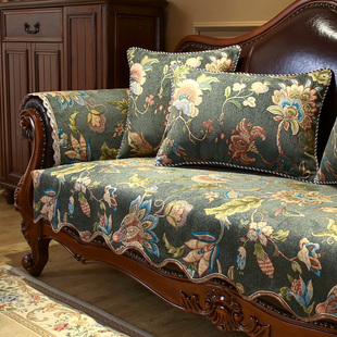 欧式沙发垫四季通用防滑高档雪尼尔沙发坐垫，皮沙发套罩美式高级感