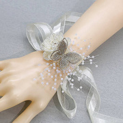 蝴蝶丝带手腕花超仙新娘结婚手花伴娘姐妹团的腕花高级感婚纱婚礼