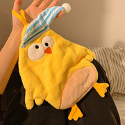 可爱小鸡擦手巾挂式卫生间，吸水卡通珊瑚绒小方巾，毛巾厨房抹布儿童