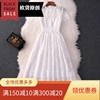 小香风白色蕾丝连衣裙中长款2023夏装，气质高腰仙女镂空a字裙