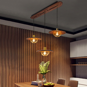 餐厅灯吊灯三头小客厅，玄关轻奢复古灯泡室内实木胡桃木色创意灯具
