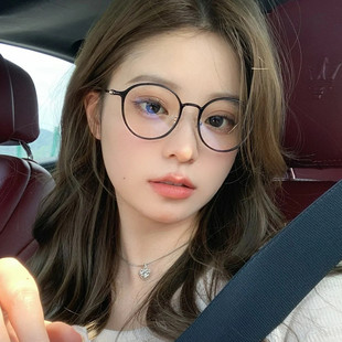 韩式细框黑框眼镜复古圆框近视眼镜架女小脸素颜神器可配度数ins