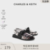 charles&keith春夏女鞋，ck1-70920112女士蝴蝶结饰平跟后绊带凉鞋