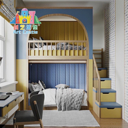 创艺城堡实木儿童床定制卡通上下床，软包组合高低，床简约双层房子床