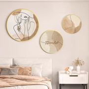 奶油风人物卧室墙壁装饰画，法式高级感客餐厅圆形，壁画主卧床头挂画