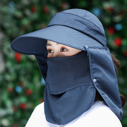 韩版夏季女遮阳帽户外防紫外线太阳帽可拆卸防风，护脸骑车帽采茶帽