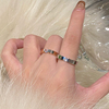 银色单钻锆石钛钢戒指女小众，设计素圈戒指，女轻奢高级感尾戒食指环