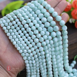 天然绿天使石圆珠 6-10mm绿色海纹石散珠子 diy手链项链串珠配件