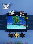 室内地中海风格蓝色百叶窗，款客厅电表箱遮挡箱，配电箱电表盒装饰箱