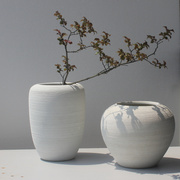 极速现代居家白色禅意手工陶瓷花瓶三件套摆件插花器简约百搭台面