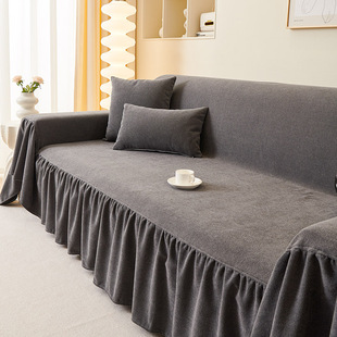 雪尼尔沙发盖布全盖纯色沙发巾四季通用客厅防尘沙发布套罩巾全包