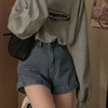 复古牛仔短裤女夏季薄款梨形身材大码显瘦辣妹性感弹性宽大热裤