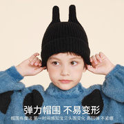 婴儿帽子秋冬韩版潮男女儿童针织帽套头纯色简约保暖宝宝毛线帽