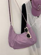 韩国紫粉色速干斜挎包包女2024春夏大容量小清新通勤包单肩包