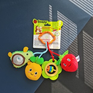婴儿车挂件 床挂件床铃玩具 摇铃安全镜牙胶宝宝推车玩具