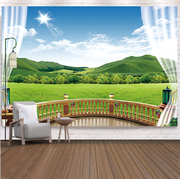 欧式度假风景窗户超大背景布墙壁装饰挂毯床头卧室植物壁画挂布