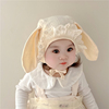 2024女宝宝帽子春夏季韩版可爱兔耳朵婴幼儿护耳包头帽胎帽潮