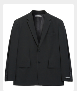 2024春季男士西装时尚黑色个性口袋宽松便服韩版西服外套DX-P1102