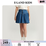 eland kids衣恋童装2024年夏季女童复古高腰牛仔半身裙短裙