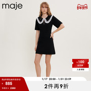 MAJEOutlet春秋女装法式时尚娃娃领针织黑色短袖连衣裙MFPRO02263