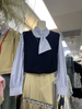 韩版春季十三行净色长袖个性设计衬衣+针织百搭背心毛衣两件套女
