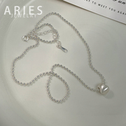 Aries 哑光s925纯银豆豆项链小众设计日系风格时尚百搭锁骨颈链