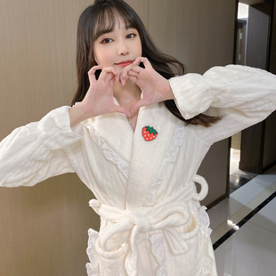 珊瑚绒睡衣女秋冬法兰绒，睡袍春秋季加厚加长款，浴袍晨袍可爱网红款
