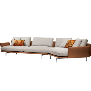 极简布艺沙发北欧风情大小户型意式客厅皮布现代简约转角弧形沙发