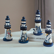 地中海洋风木质小灯塔摆件家居装饰品创意拍摄道具摆设海边纪念品