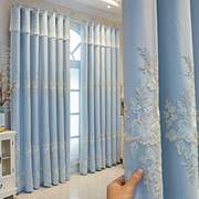 卧室绣花窗帘飘窗成品客厅一体，简约遮光全蕾丝，双层布料布纱定制