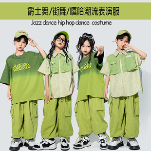 街舞男童套装少儿嘻哈hiphop酷帅演出服夏儿童(夏儿童)jazz爵士舞服装女童