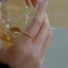 彩金素圈戒指女小众设计时尚指环女款个性18k金钛钢女士素戒食指
