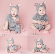 新生儿拍照服装 小猪套装 满月百天宝宝摄影服装婴儿影楼拍照衣服