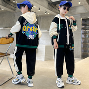 儿童装男童秋装套装，2022中大童男孩洋气，时髦棒球服酷帅运动潮
