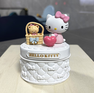 Hello Kitty甜心小熊首饰盒收纳盒戒指盒摆件结婚儿童生日礼物