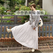 白色法式蓬蓬裙女夏季2024气质仙女a字半身裙芭蕾蛋糕长裙子