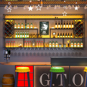 酒吧吧台酒柜置物架 餐厅简约墙上菱形酒柜 壁挂式红酒架子展示架