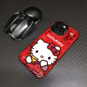 新年HelloKitty手机壳适用苹果15iphone15promax本命年苹果14卡通14pro金属按键苹果13红色苹果12保护套