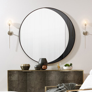 北欧圆形化妆浴室镜门厅艺术镜，美式客厅壁挂装饰镜创意玄关镜子