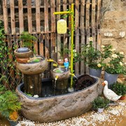 庭院假山流水摆件田园花园客厅现代风水轮阳台鱼池石磨喷泉装饰品