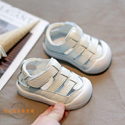 真皮男宝宝凉鞋，1-3岁女婴儿软底学步鞋子，幼儿夏季小童包头沙滩鞋