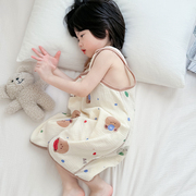 宝宝睡袋夏季薄款纯棉纱布无袖背心式儿童睡觉防踢被子婴儿空调房