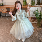 女童2024中国风春秋，款新中式改良旗袍，小女孩连衣裙民国风夏季