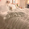 ins公主风水洗棉床上四件套白色仙女被套床品床单人床裙三件套4