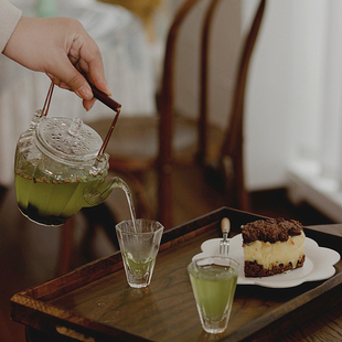 日式ins耐热玻璃花，茶壶水果茶壶提梁，泡茶壶下午茶茶具套装