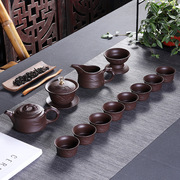 涵段宜兴紫砂功夫茶具，套装10头石磨半自动茶壶，手工陶瓷创意防烫