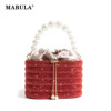 mabula水钻包2024手提包小众，设计满钻晚宴包珍珠(包珍珠)菜篮子手拿包
