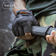 taclab黑豹半指战术手套防摔格斗抗冲击触屏透气户外黑色攀岩手套